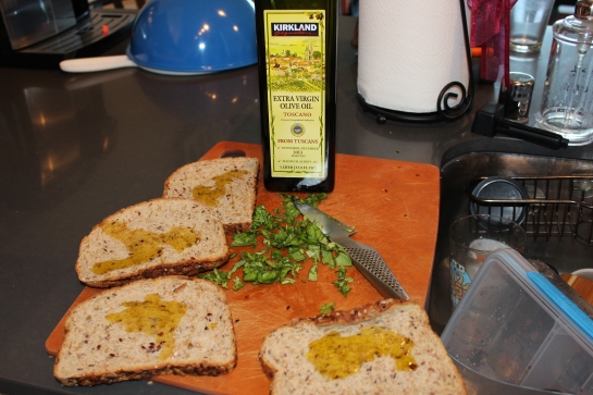 Grilled herbed olive oil toast